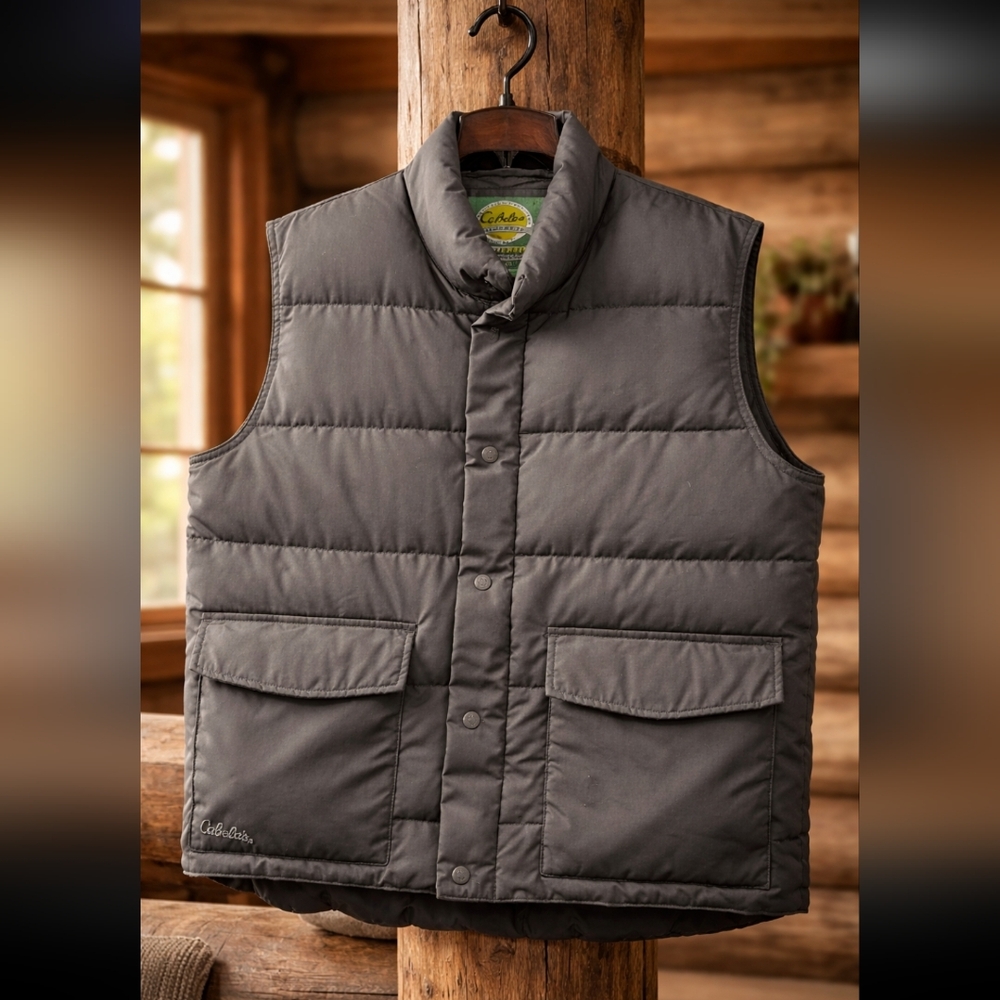 Cabela's Premier Northern Goose‎ Down Puffer Vest Gray Men's Size M